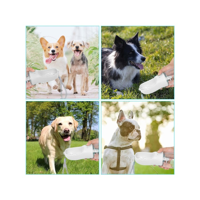 Sticla portabila cu rezervor de apa pentru animale VarioShop®, rezistent la scurgeri, functie blocare/deblocare, capacitate 380 ml, 22 x 7.5 cm, Alb [2]