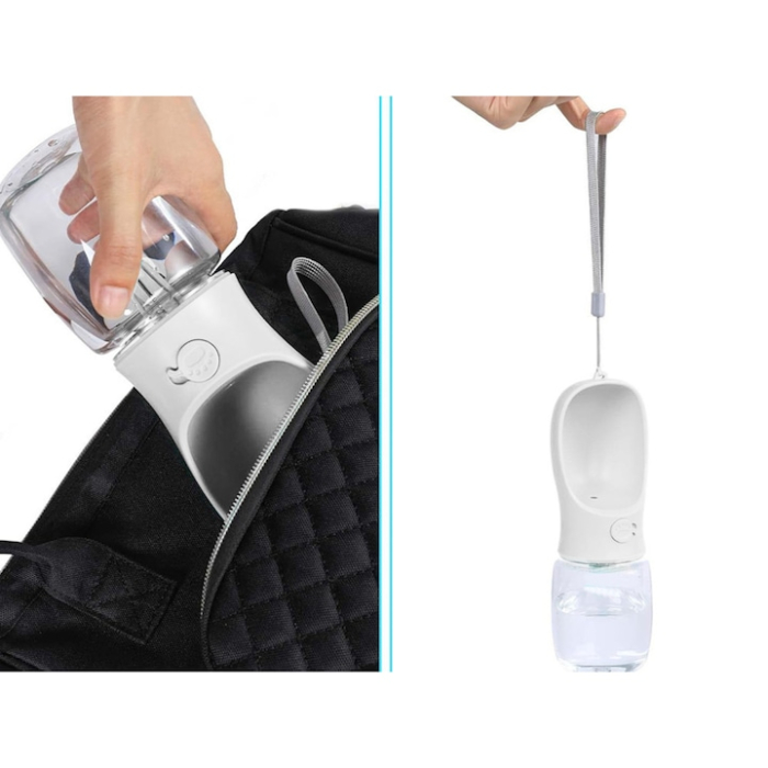 Sticla portabila cu rezervor de apa pentru animale VarioShop®, rezistent la scurgeri, functie blocare/deblocare, capacitate 380 ml, 22 x 7.5 cm, Alb [4]