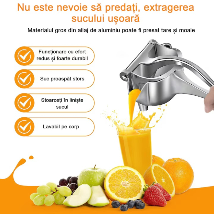 Storcator Manual de Fructe si Citrice VarioShop®, Presa Solida din Aluminiu, Stoarcere Eficienta, Curatare Usoara, 20x12x10 cm [5]