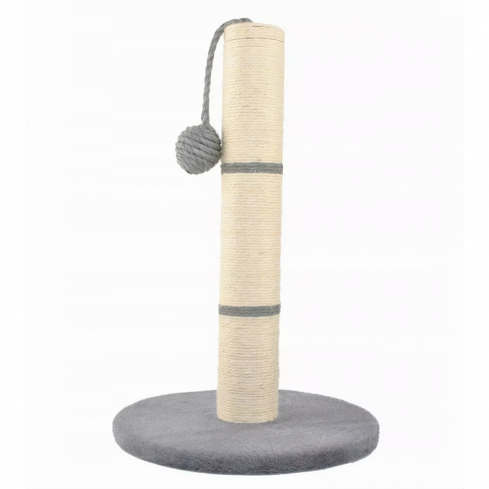 Suport ascutit gheare si jucarie pentru pisici VarioShop®, stalp cu sfoara si ghem, cu functie de ascutit gheare si zgariat, 45 x 29.5 cm, Gri [14]