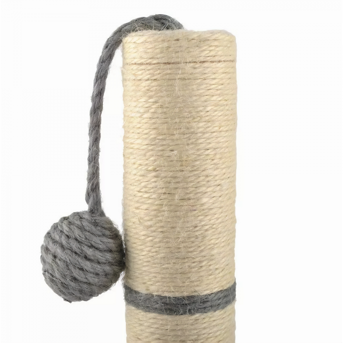 Suport ascutit gheare si jucarie pentru pisici VarioShop®, stalp cu sfoara si ghem, cu functie de ascutit gheare si zgariat, 45 x 29.5 cm, Gri [15]
