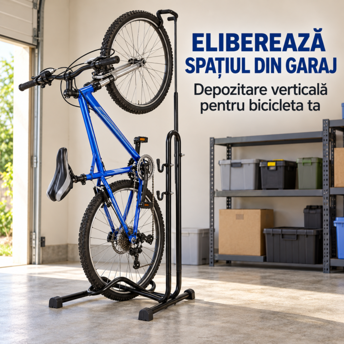 Suport bicicleta VarioShop, pentru depozitare verticala si orizontala, reglabil, roti 16–27,5 inch, anvelope pana la 6,5 cm, otel [4]