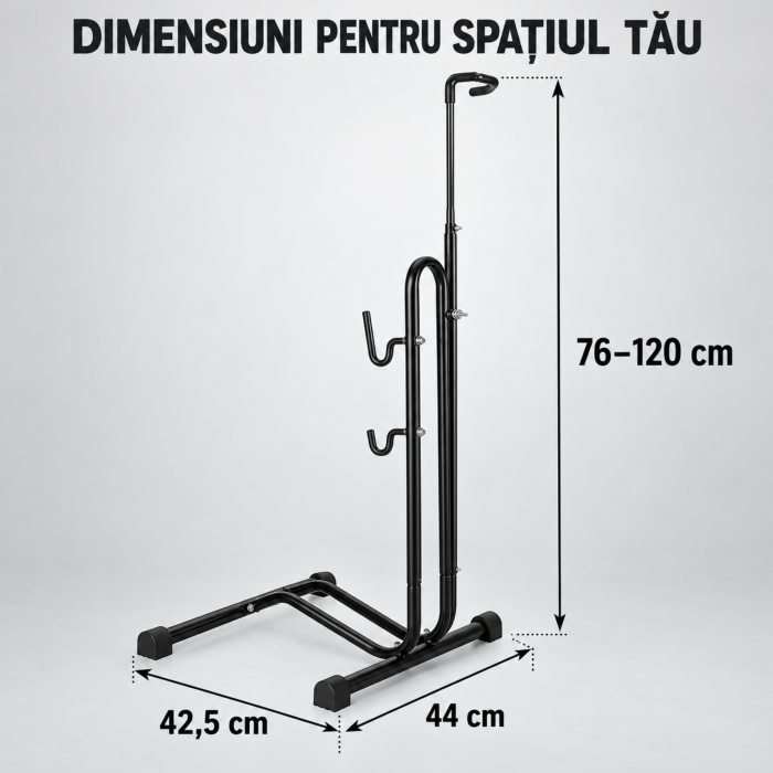 Suport bicicleta VarioShop, pentru depozitare verticala si orizontala, reglabil, roti 16–27,5 inch, anvelope pana la 6,5 cm, otel [2]