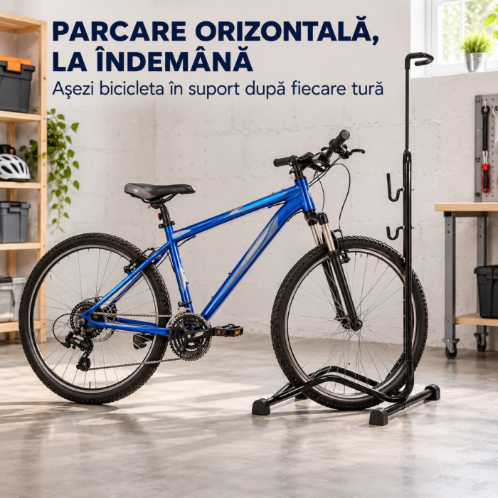 Suport bicicleta VarioShop, pentru depozitare verticala si orizontala, reglabil, roti 16–27,5 inch, anvelope pana la 6,5 cm, otel [5]