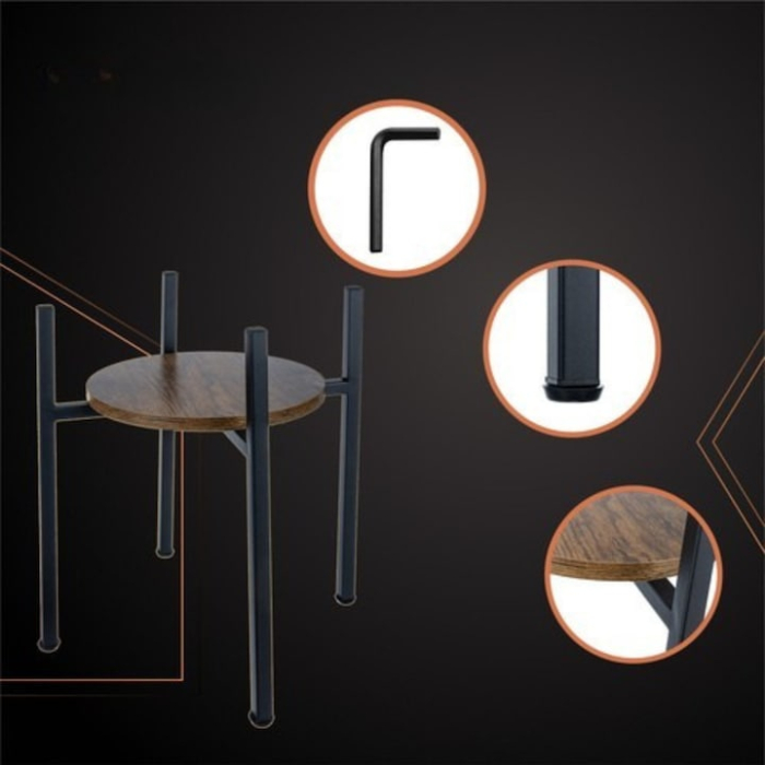 Suport de flori vertical VarioShop®, stil loft, din metal si rafturi MDF, modern si rezistent, cu picioare de protectie si nivelare – ideal pentru sufragerie, balcon, dormitor sau birou [6]