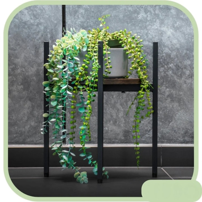 Suport de flori vertical VarioShop®, stil loft, din metal si rafturi MDF, modern si rezistent, cu picioare de protectie si nivelare – ideal pentru sufragerie, balcon, dormitor sau birou [2]