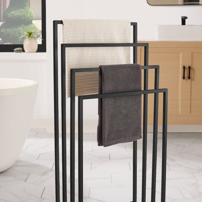 Suport prosoape VarioShop®, cu 4 bare de agatare, structura din otel, 96 x 40 x 29 cm, negru mat [6]