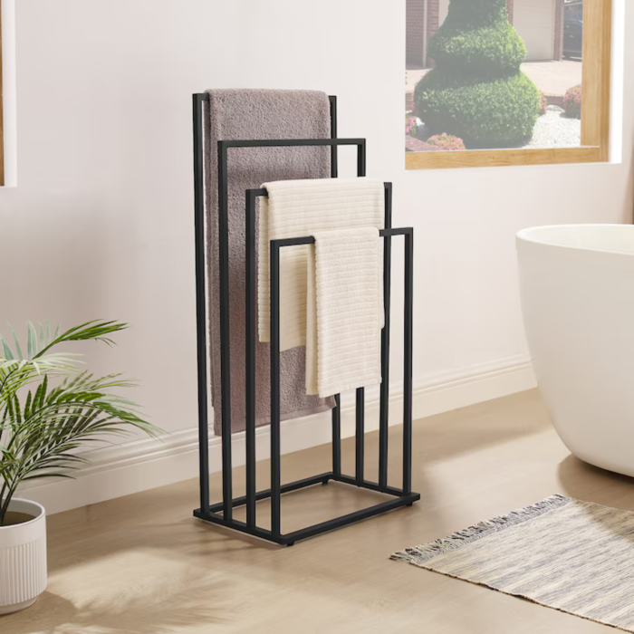 Suport prosoape VarioShop®, cu 4 bare de agatare, structura din otel, 96 x 40 x 29 cm, negru mat [5]