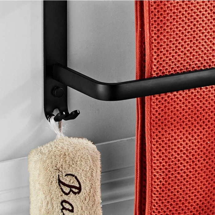 Suport de Prosoape VarioShop®, Montare pe Perete, Level 2.0, Accesorii Instalare, Rezistent la Apa si Rugina, Aluminiu, 60 cm, Negru [6]