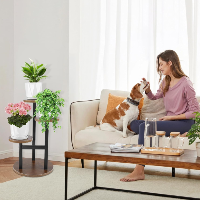 Suport flori metalic VarioShop® 54 cm, suport plante stil loft, suport ghiveci decorativ interior, rezistent si stabil pentru living, birou sau balcon [6]