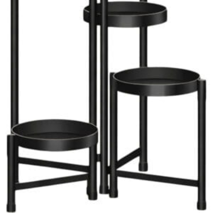 Suport flori metalic  VarioShop®80 cm, 5 rafturi pentru plante, etajera ghivece stil loft, suport plante interior negru, organizator flori modern pentru living, balcon si birou [3]