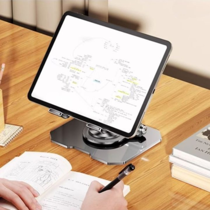 Suport laptop reglabil din metal VarioShop®, cu rotire 360°, inaltime si unghi ajustabile, design ergonomic, stabil si durabil, ideal pentru birou si acasa, Argintiu [6]