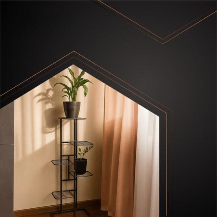 Suport metalic pentru plante VarioShop®, cu 6 niveluri, stil loft, structura stabila, design modern, montaj usor, ideal pentru interior, negru [6]