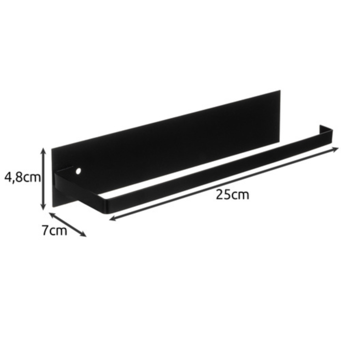 Suport metalic pentru prosoape de bucatarie VarioShop®, stil loft, montaj cu banda dublu adeziva, rezistent la umiditate, fara gaurire, otel carbon, 25 x 7 x 4.8 cm, Negru [8]