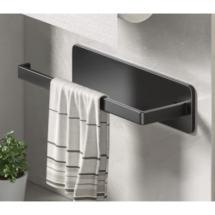 Suport metalic pentru prosoape de bucatarie VarioShop®, stil loft, montaj cu banda dublu adeziva, rezistent la umiditate, fara gaurire, otel carbon, 25 x 7 x 4.8 cm, Negru [2]