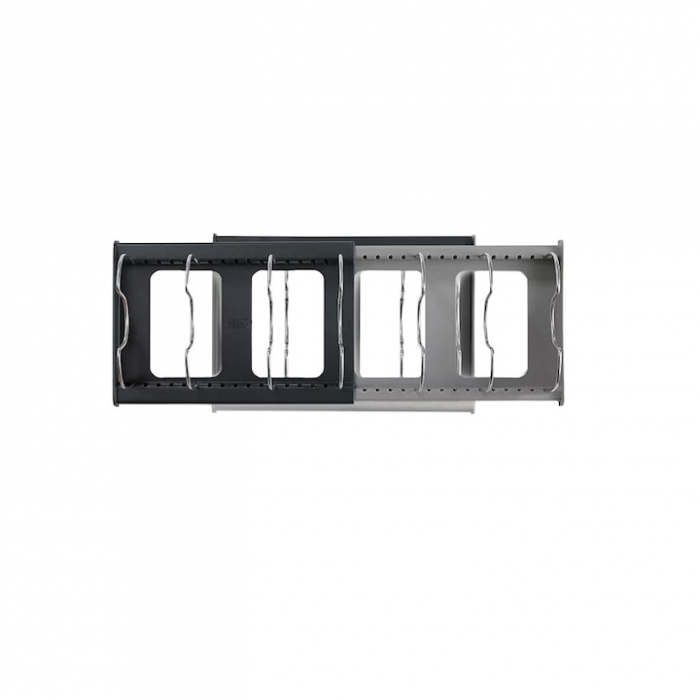 Suport Organizator Extensibil Pentru Vase VarioShop®, Capace, Oale, Tigai, Economisire Spatiu, Estetic, 7 Separatoare, 56 x 21 x 16 cm, Gri [17]