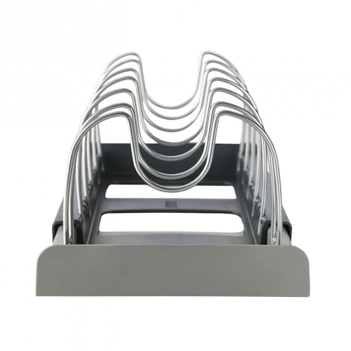 Suport Organizator Extensibil Pentru Vase VarioShop®, Capace, Oale, Tigai, Economisire Spatiu, Estetic, 7 Separatoare, 56 x 21 x 16 cm, Gri [15]