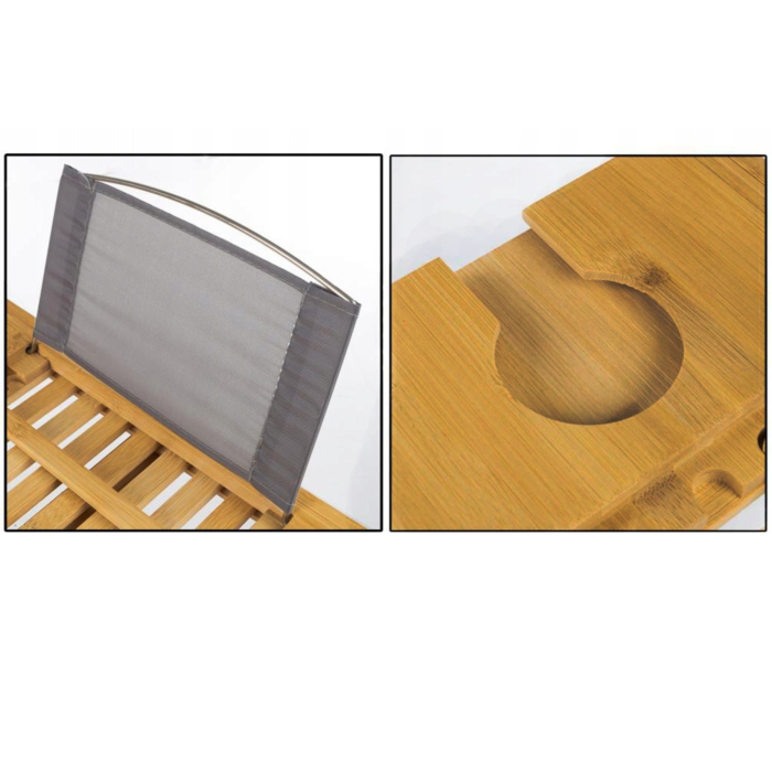 Suport pentru cada din bambus VarioShop®, ajustabil 70-103 cm, cu spatii pentru tableta, carte, pahar, sapun si lumanare [8]