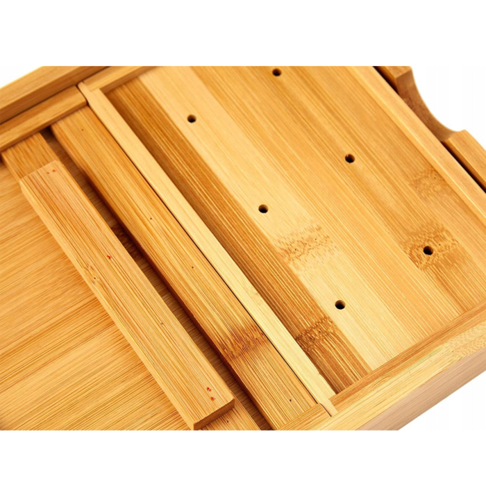 Suport pentru cada din bambus VarioShop®, ajustabil 70-103 cm, cu spatii pentru tableta, carte, pahar, sapun si lumanare [11]