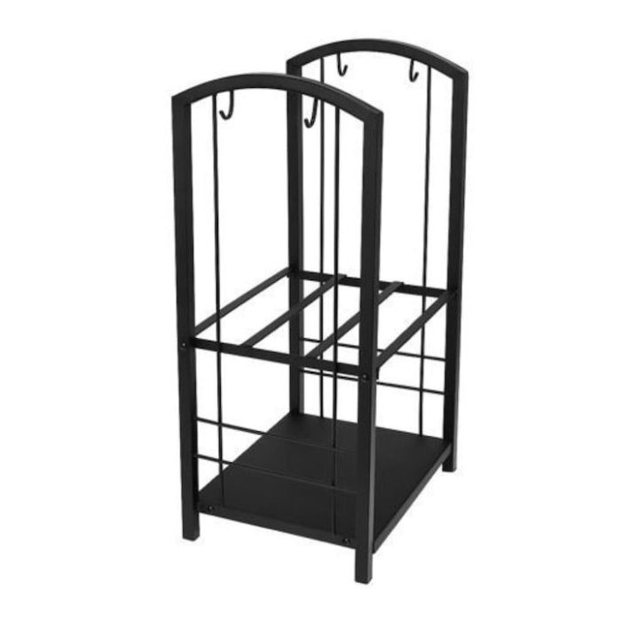 Suport pentru lemne VarioShop®, cu accesorii 4 in 1 cleste, lopata, matura si vatrai, otel inoxidabil, finisaj mat, capacitate 30 kg, pentru interior si exterior [12]