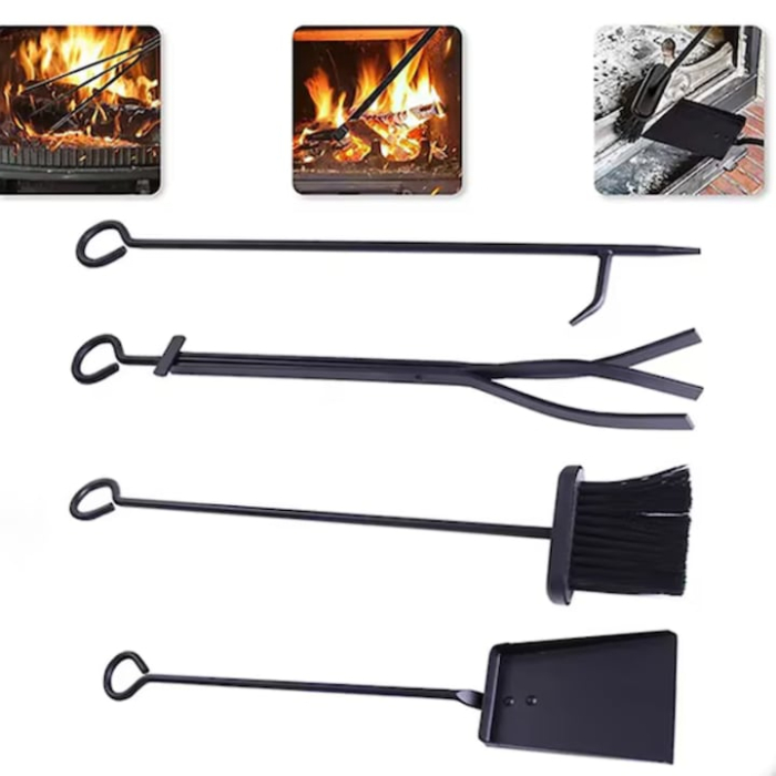 Suport pentru lemne VarioShop®, cu accesorii 4 in 1 cleste, lopata, matura si vatrai, otel inoxidabil, finisaj mat, capacitate 30 kg, pentru interior si exterior [6]