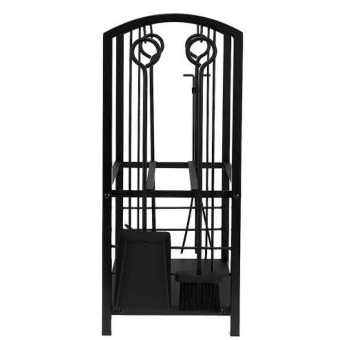 Suport pentru lemne VarioShop®, cu accesorii 4 in 1 cleste, lopata, matura si vatrai, otel inoxidabil, finisaj mat, capacitate 30 kg, pentru interior si exterior [8]