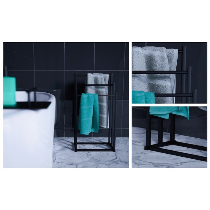Suport pentru prosoape VarioShop, stil loft, metal, negru mat [5]