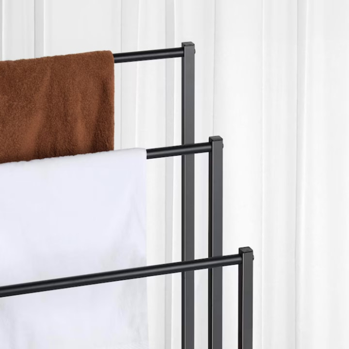 Suport pentru prosoape VarioShop, stil loft, metal, negru mat [3]