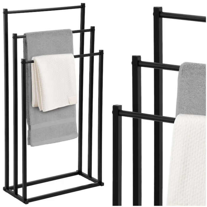 Suport pentru prosoape VarioShop, stil loft, metal, negru mat [2]