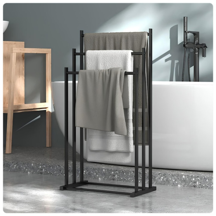 Suport pentru prosoape VarioShop, stil loft, metal, negru mat [9]