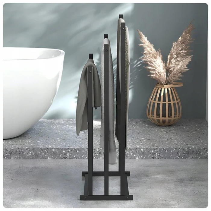 Suport pentru prosoape VarioShop, stil loft, metal, negru mat [11]