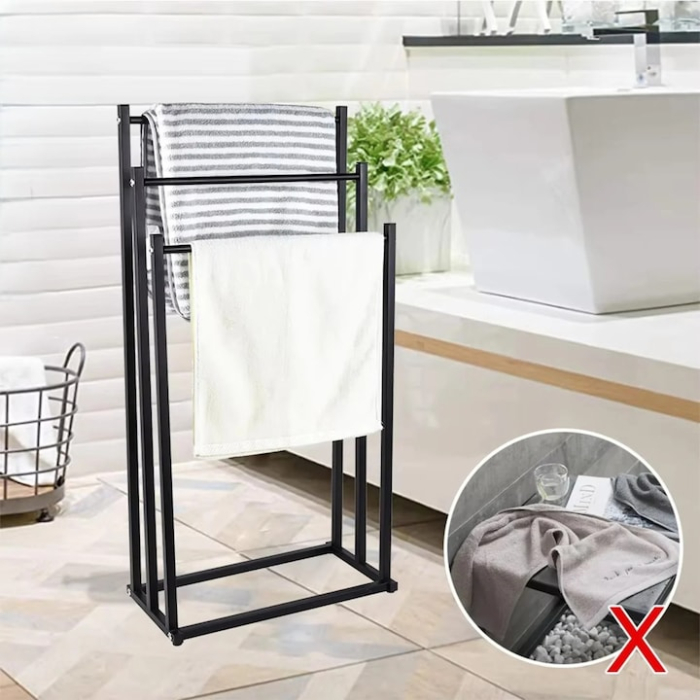 Suport pentru prosoape VarioShop, stil loft, metal, negru mat [13]