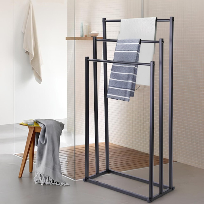 Suport pentru prosoape VarioShop, stil loft, metal, negru mat [12]