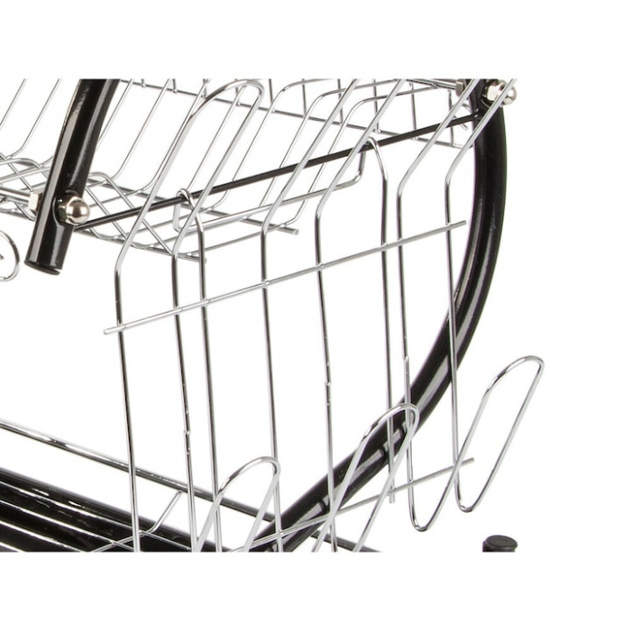 Suport pentru uscarea vaselor pe 2 nivele VarioShop®, Capacitate 16 vase si 6 pahare, Suport tacamuri, Tava de plastic pentru scurgerea excesului de apa, Dimensiuni 38 x 52 x 25.5 cm, Negru [9]