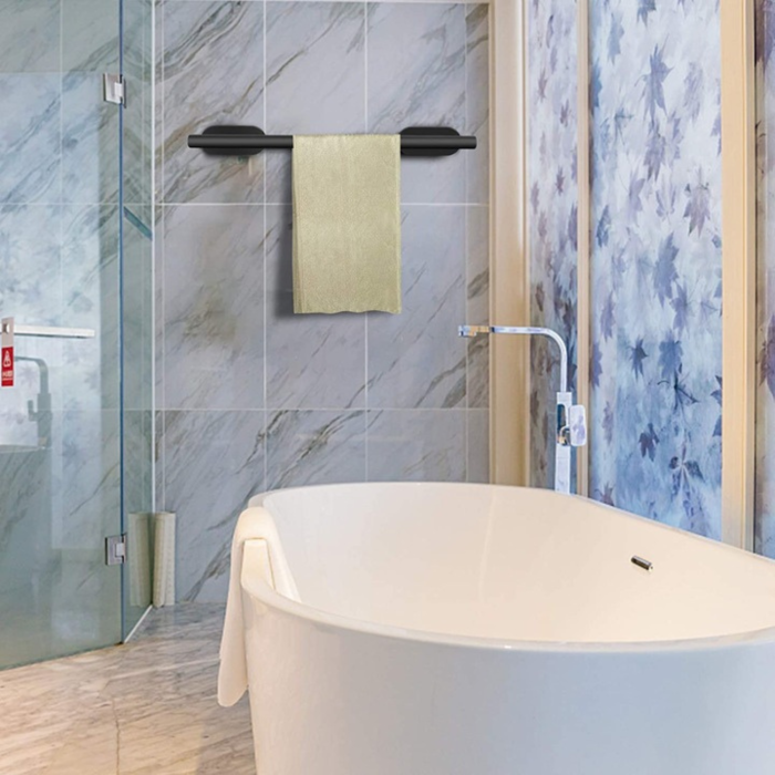 Suport prosop metalic negru din otel inoxidabil VarioShop®, cu montaj autoadeziv sau cu suruburi, ideal pentru bucatarie si baie, economiseste spatiu, 40 cm, Negru [7]