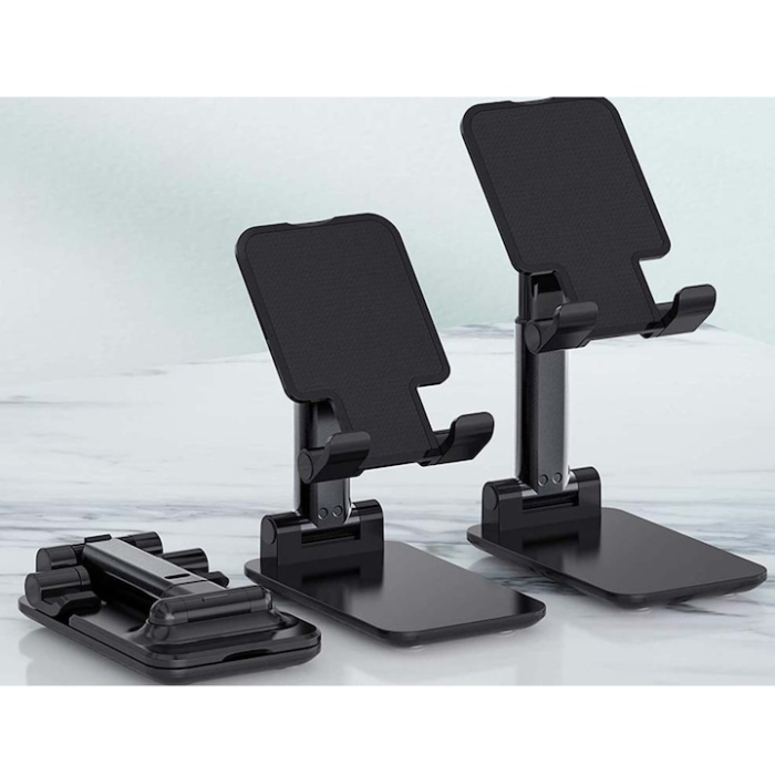 Suport reglabil pentru telefon sau tableta VarioShop®, reglabil, pliabil, stabil, compatibilitate universala, 10.5 x 6.5 cm, Negru [8]