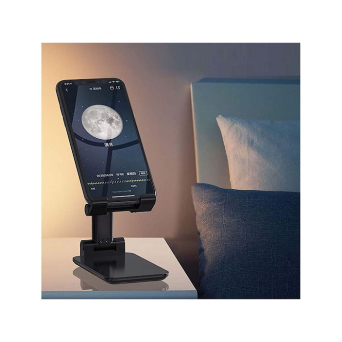 Suport reglabil pentru telefon sau tableta VarioShop®, reglabil, pliabil, stabil, compatibilitate universala, 10.5 x 6.5 cm, Negru [7]