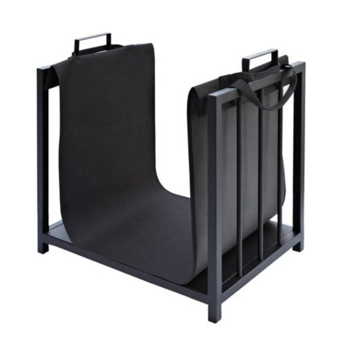 Suport si geanta pentru semineu 2 in 1 VarioShop®, depozitat lemne, rezistent, cu maner, 50.5x37x50 cm, negru [12]