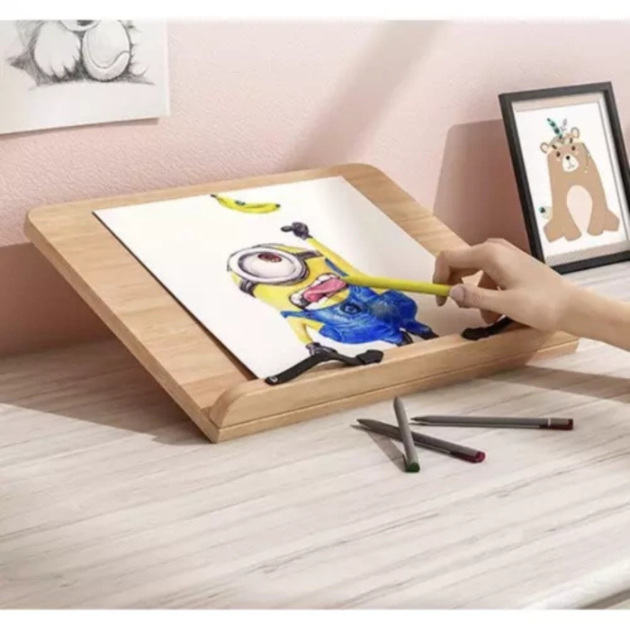 Suport tip stand pentru carti VarioShop®, potrivit pentru laptop, tableta, 2 brate reglabile, 6 nivele de ajustare, portabil, 21 x 28 x 13-18,5 cm, bambus, Maro [13]