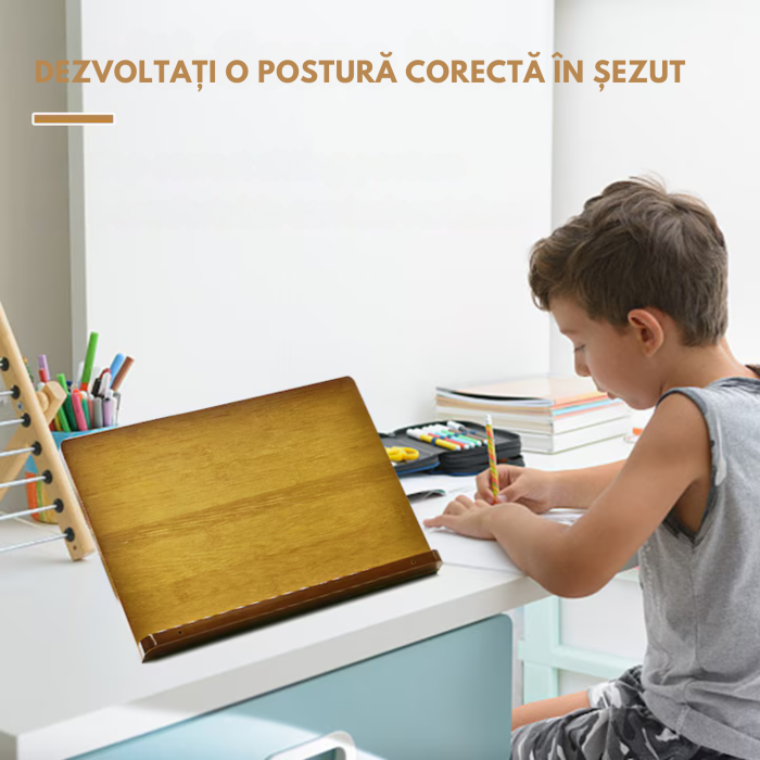 Suport tip stand pentru carti VarioShop®, potrivit pentru laptop, tableta, 2 brate reglabile, 6 nivele de ajustare, portabil, 21 x 28 x 13-18,5 cm, bambus, Maro [3]