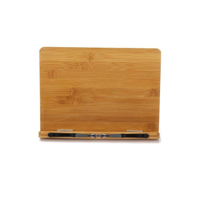 Suport tip stand pentru carti VarioShop®, potrivit pentru laptop, tableta, 2 brate reglabile, 6 nivele de ajustare, portabil, 21 x 28 x 13-18,5 cm, bambus, Maro [21]