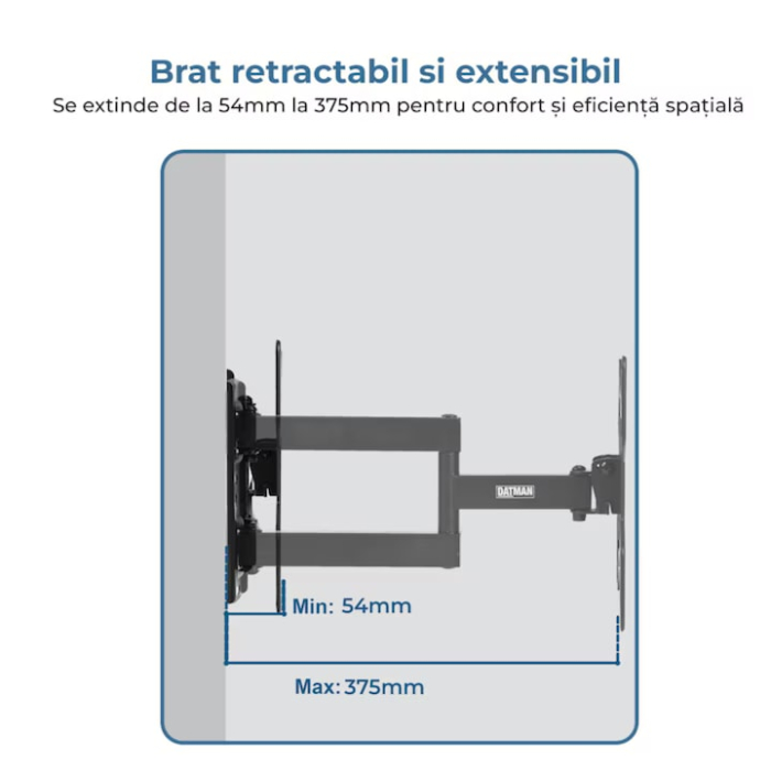 Suport TV de perete VarioShop®, universal, 14–55 inch, reglabil, înclinare ±15°, sarcină maximă 22 kg, negru [2]