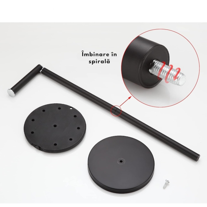 Suport vertical 2 in 1 pentru hartie igienica VarioShop®, design modern, otel inoxidabil, cu baza antiderapanta si depozitare pentru role de rezerva, ideal pentru baie, toaleta, spatii mici, Negru [7]