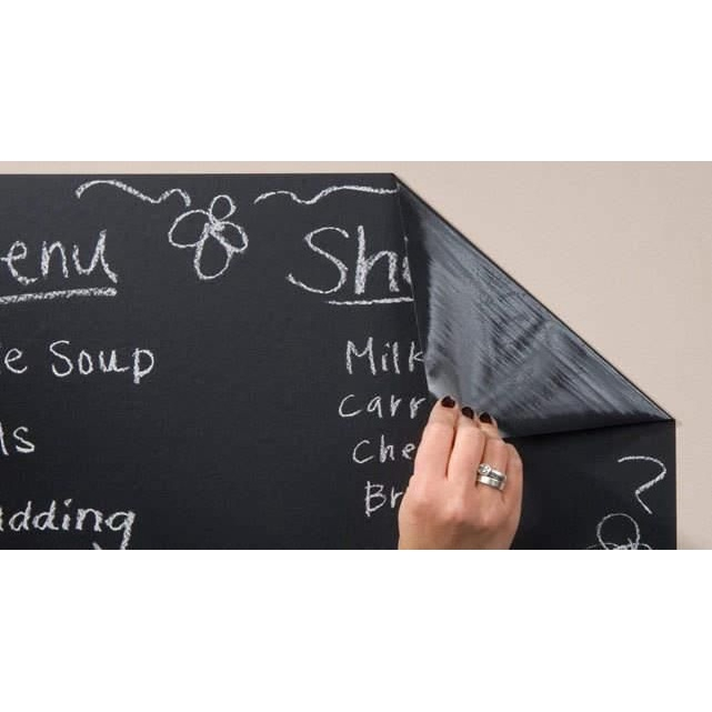 Tabla autoadeziva de scris si desenat cu creta VarioShop®, neagra, autocolanta, tip sticker, cu set de creta colorata inclus, reutilizabila, ajustabila 45x200 cm [37]