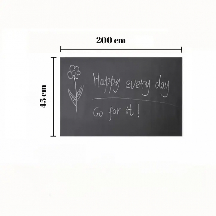 Tabla autoadeziva de scris si desenat cu creta VarioShop®, neagra, autocolanta, tip sticker, cu set de creta colorata inclus, reutilizabila, ajustabila 45x200 cm [50]