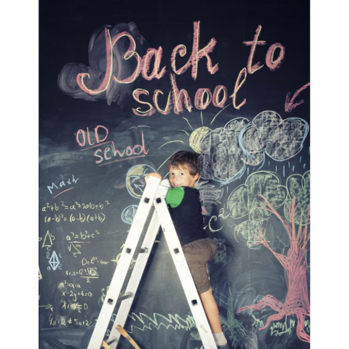 Tabla autoadeziva de scris si desenat cu creta VarioShop®, neagra, autocolanta, tip sticker, cu set de creta colorata inclus, reutilizabila, ajustabila 45x200 cm [33]