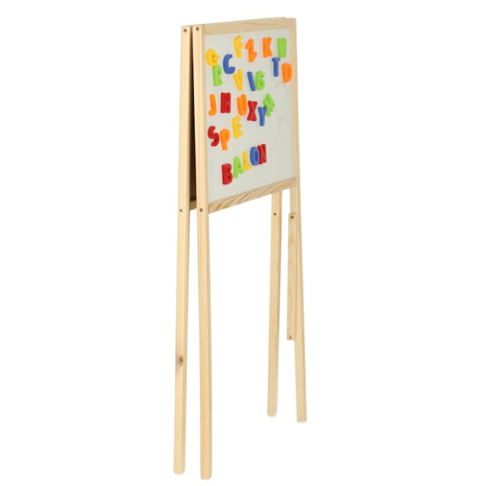 Tabla cu doua fete pentru copii VarioShop®, tabla magnetica si tabla cu creta, din lemn, cu litere magnetice, creion, marker si burete, educatie si joaca creativa acasa, 84 x 43 x 50 cm, Crem [6]