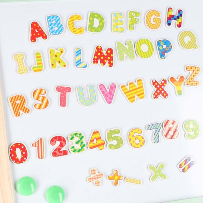 Tabla educationala multifunctionala 3 in 1 VarioShop®, din lemn, pentru copii, fata-verso magnetica cu rola de hartie, abac, ceas cu ace mobile si set complet de accesorii, 112x62x43 cm [4]
