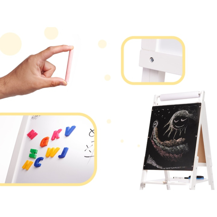 Tabla educativa magnetica fata-verso 2 in 1 VarioShop®, pentru copii, suport din lemn, cu litere magnetice si accesorii incluse, 43 x 32 x 115 cm [9]