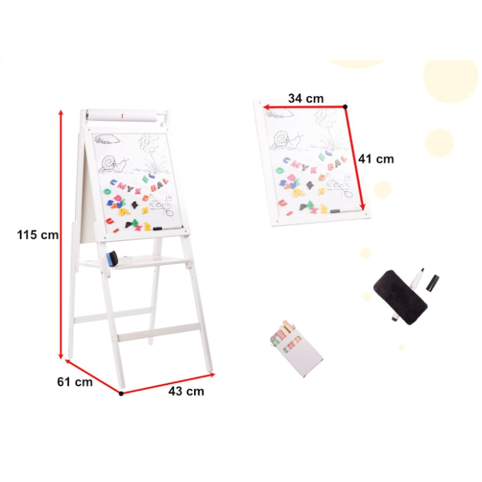 Tabla educativa magnetica fata-verso 2 in 1 VarioShop®, pentru copii, suport din lemn, cu litere magnetice si accesorii incluse, 43 x 32 x 115 cm [10]